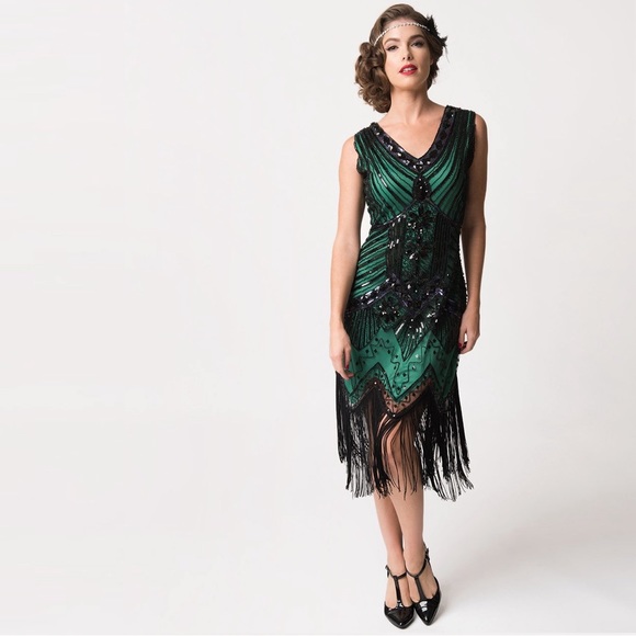 Unique Vintage Dresses & Skirts - Unique Vintage Flapper Dress and Headband Size 14